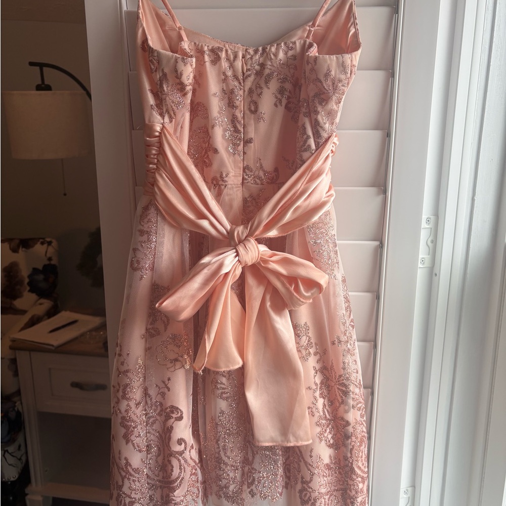 DEB Elegant coral LACE Dress with Floral Pattern 5/6 - Picture 2 of 7